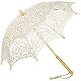 VON LILIENFELD Paraply spets för kvinnor Vivienne brudparasoll i 12 färger, Krämfärgad, Diamètre : 80 cm; Longueur du manche : 78 cm, Paraply käpp