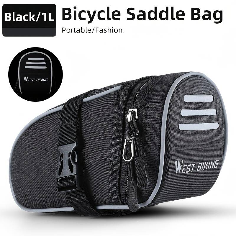 West Biking Bicycle Tail Bag Bicycle Rear Bag 1l Portable Cycling Seat Bag Durable Storage Space Under Seat Bicycle Bag Used As Accessories For Mountain Bikes Road Bikes Black 1pc