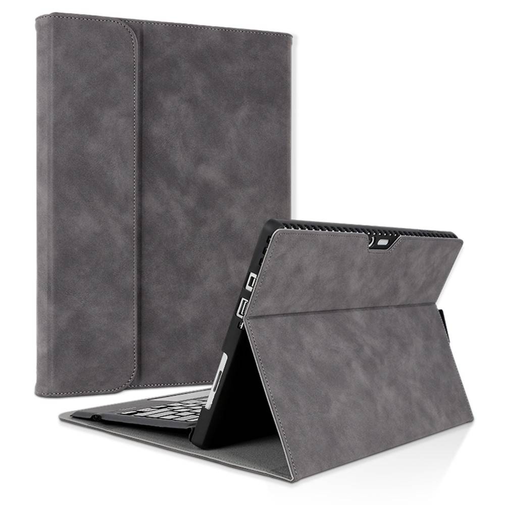 Microsoft Surface Pro 9 - Slim magnetisk Läderfodral - Grå
