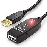 deleyCON 10m USB 2.0 Förlängningskabel Repeaterkabel Aktiv med Signalförstärkare Extension Cable USB-A till USB-A-Uttag - Svart