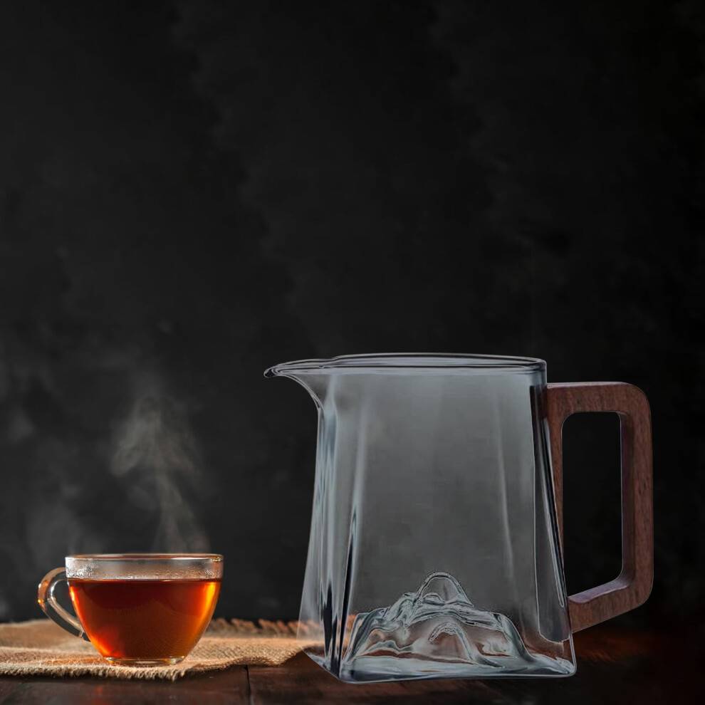 LOOPSUN Tekande med Infuser og Træhåndtag, Borosilikatglas Temaskine til Løsbladet Te, Kompatibel med Valentinsdagstilbud