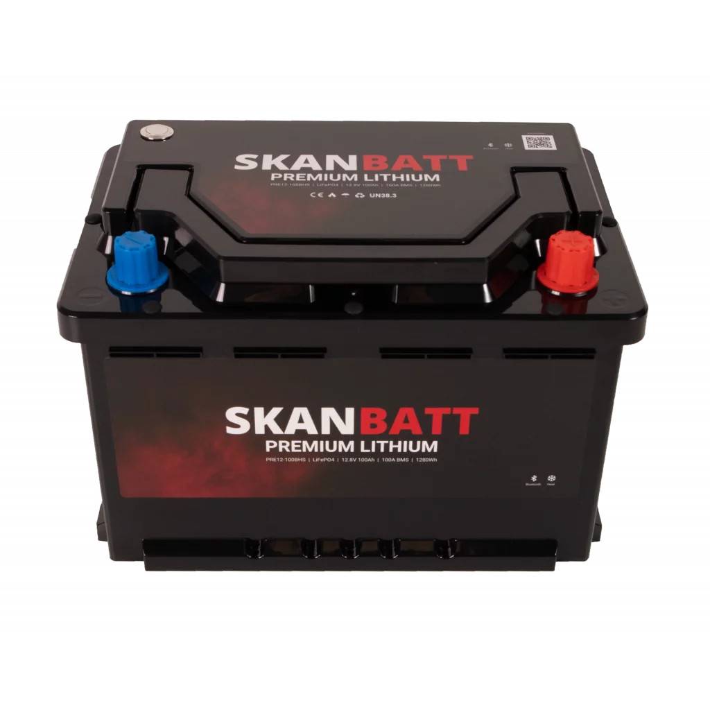 SKANBATT Premium Lithium 12V 100Ah 100A BMS Bluetooth HEAT Slim