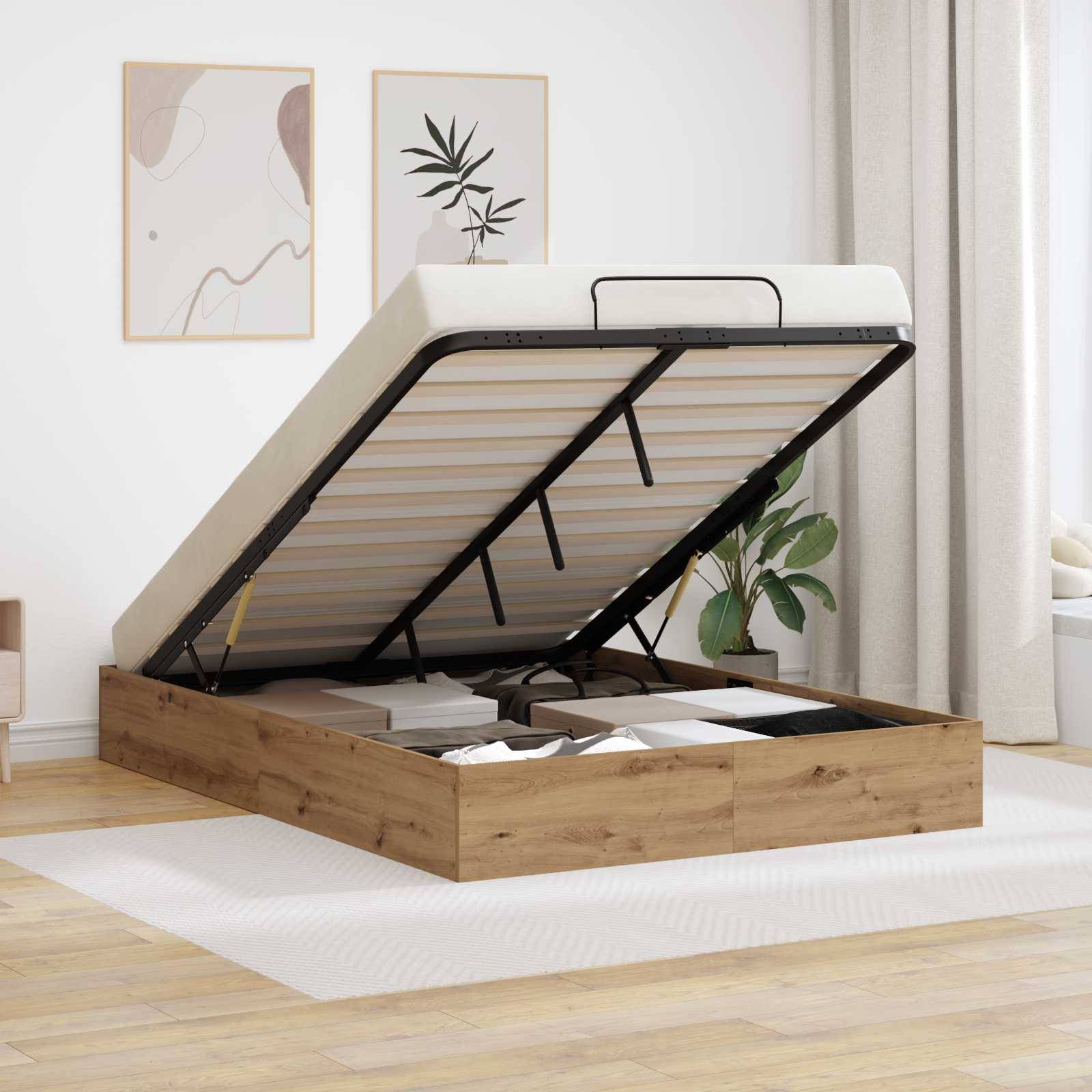 vidaXL Ottoman Sängram Artisan Ek 120 x 190 cm Konstruerat trä