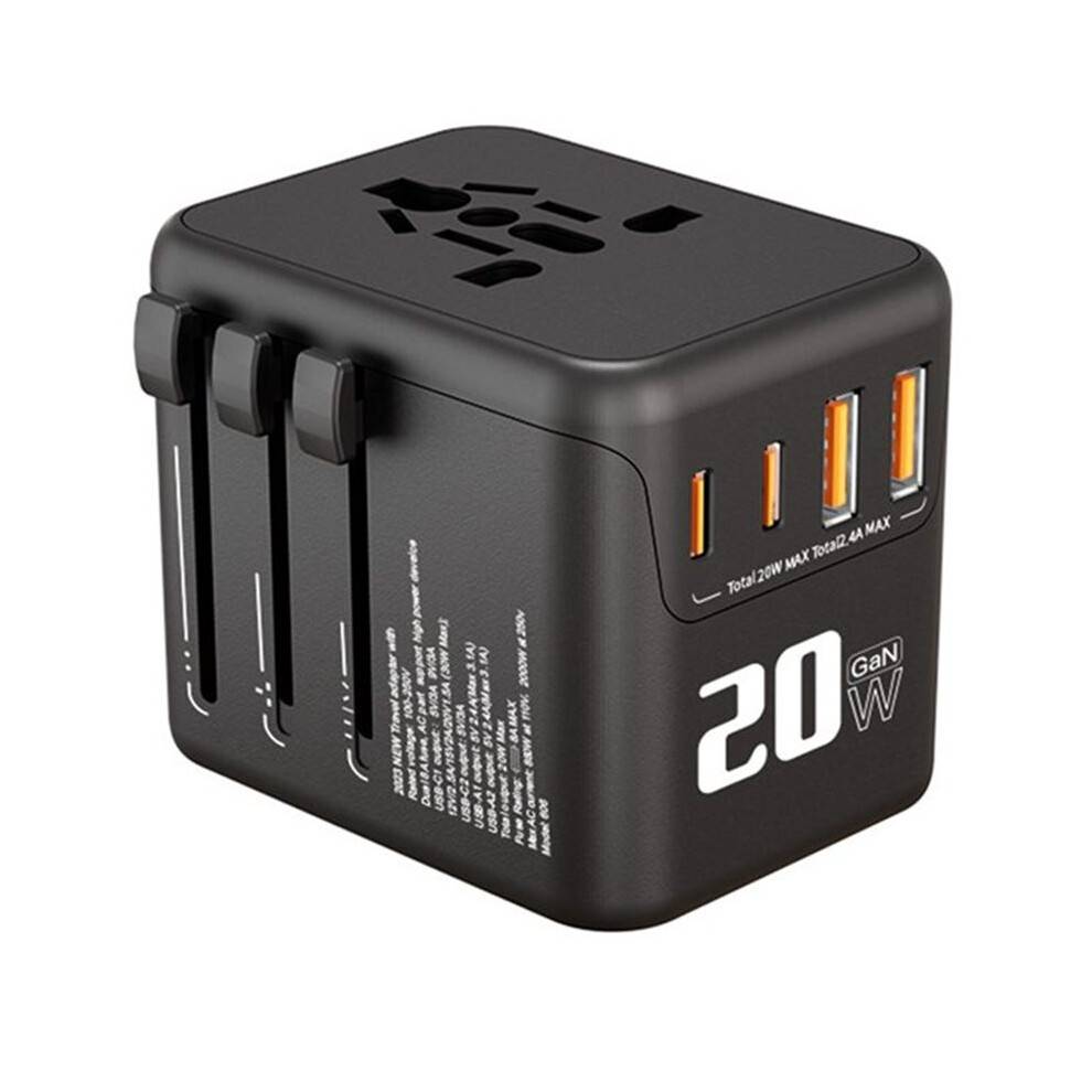 Multifunctional Travel Adapter 4 Port Power Adapter with 2 USB and 2 TYPE C Travel US Plug