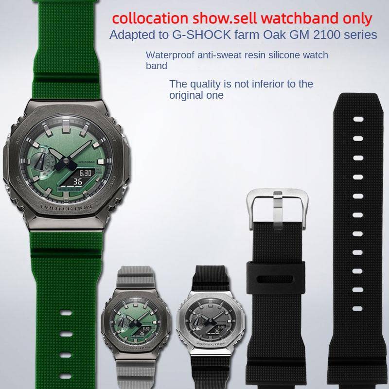För Casio G-Shock GM-2100 GM-S2100 GA-2100 GM-5600/GA5600 Harts klockarmband herr Svart grön blå Gummi Sport svett klockarmband gray