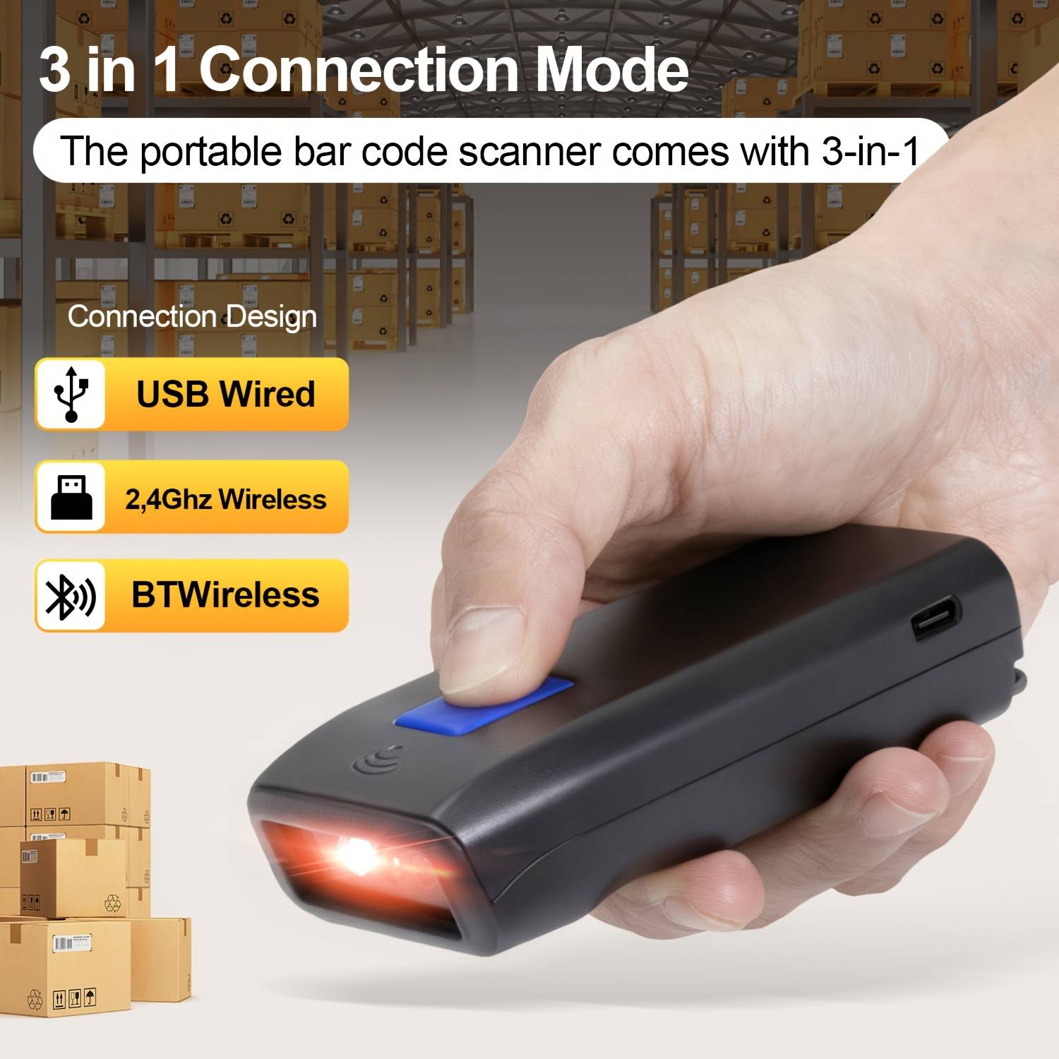 Netum Scanner Mini Handheld Portable Barcode Scanner, With Type-c Wireless, 1-digit Reader With Temporary Storage Function, For , Delivery, Super Library, Warehouse, Etc. To Mobile Phones, Computers