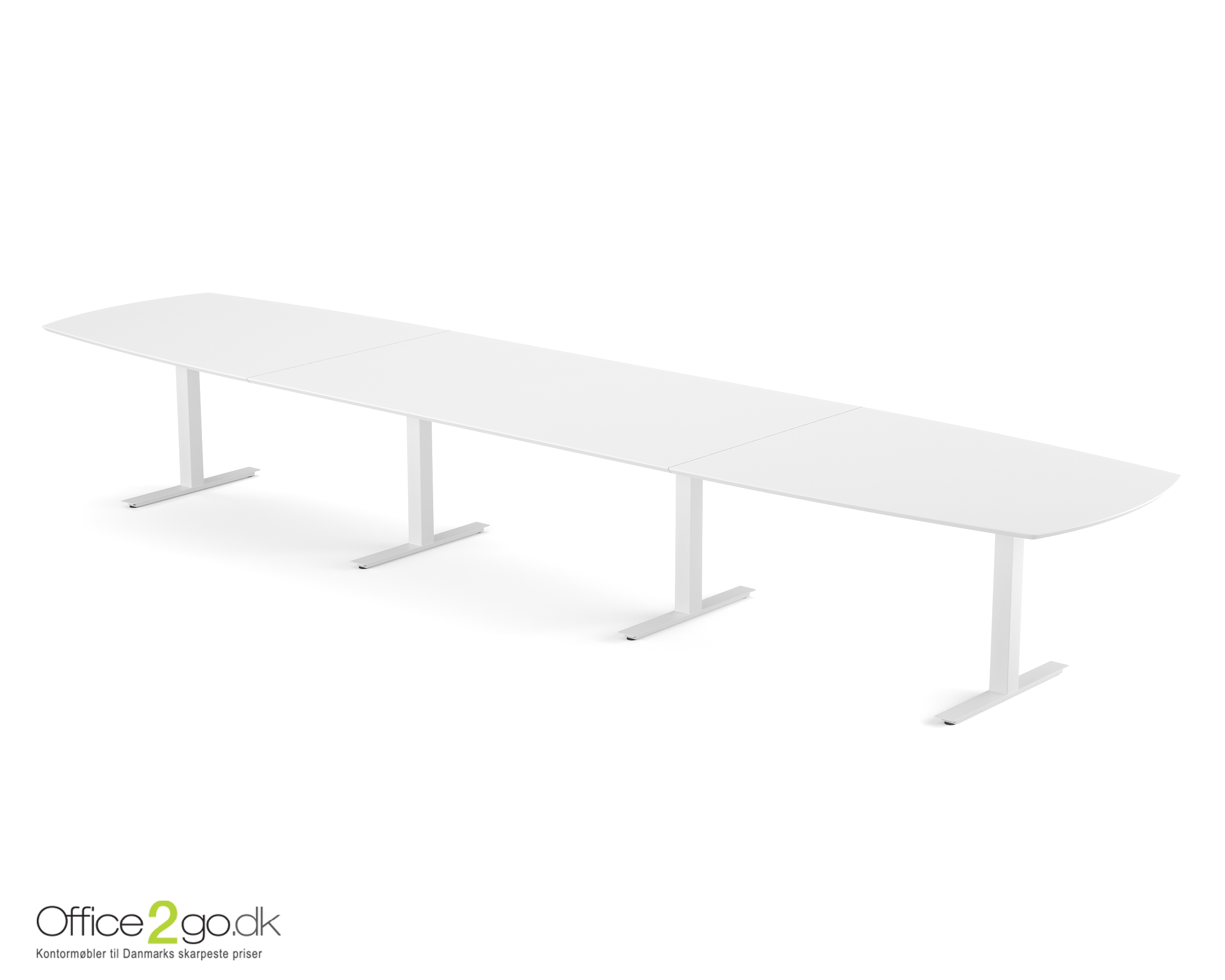 Square mødebord (tøndeformet bordplade) - 480 cm - Hvidt