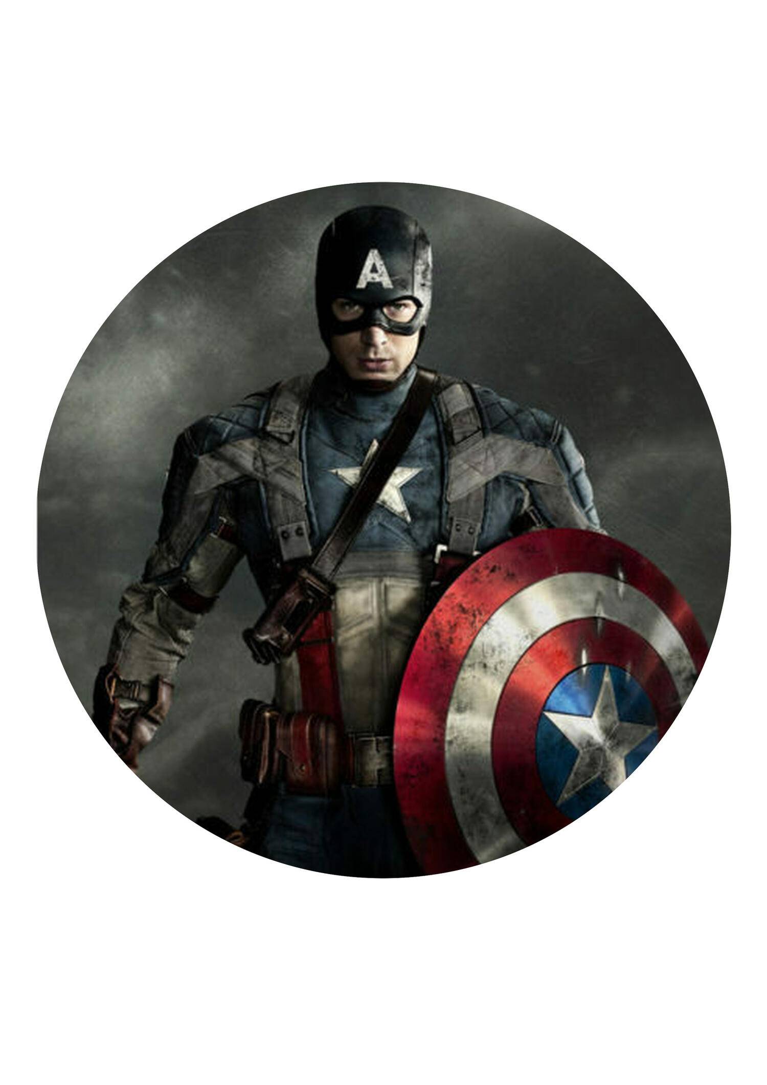 Avengers sukkerprint med Captain America – rund Ø2–28 cm - 24 cm - 1 stk.
