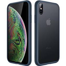 JETech Matte Skal för iPhone Xs och iPhone X 5,8 Tum, Stötsäkert Fallskydd Militärklass Case, Matt Fodral Genomlysande Tillbaka, Anti-Fingeravtryck (Stormblå)