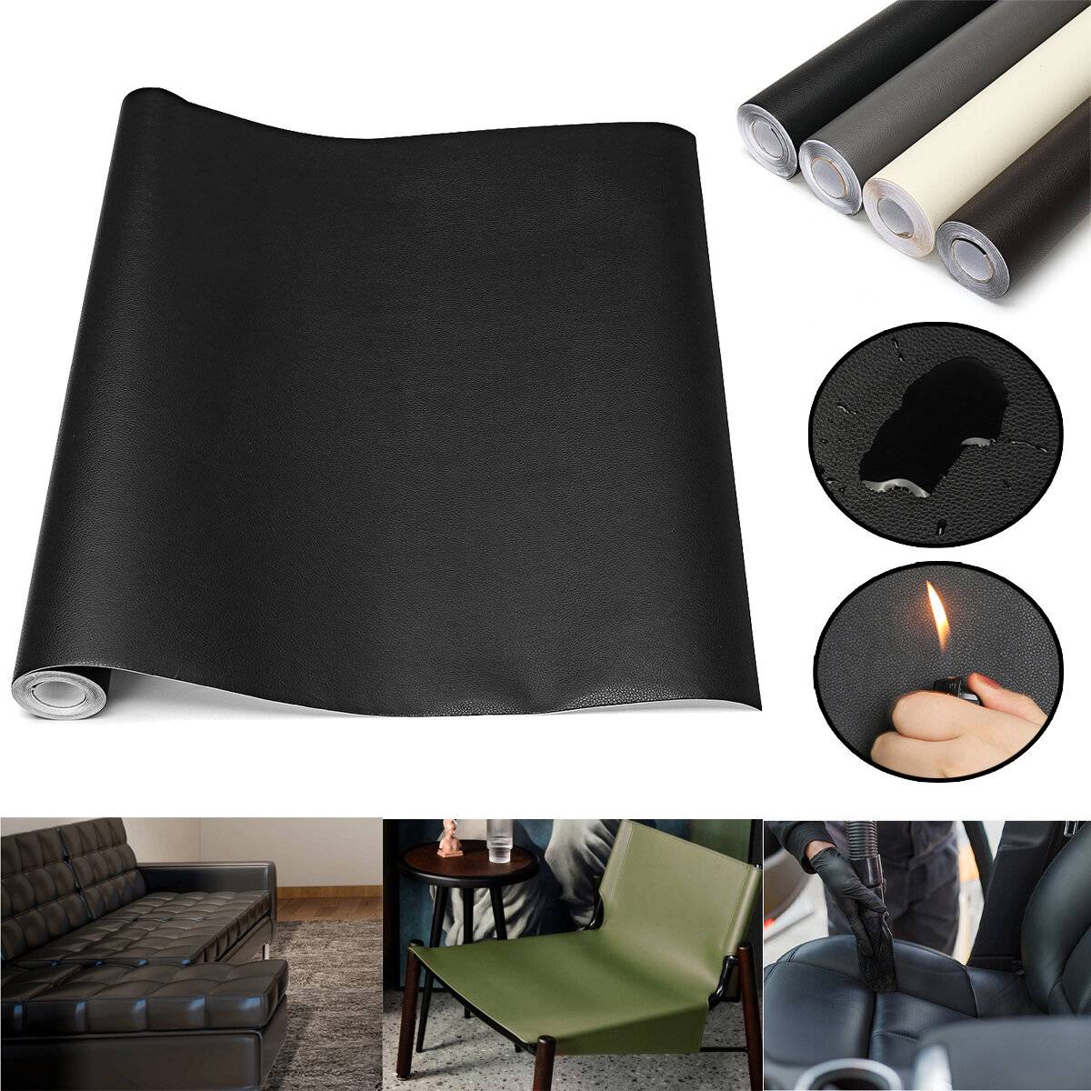 200x44cm PU-klädseltyg Auto Läder Soffa Sitsreparation Ersättning Lappning