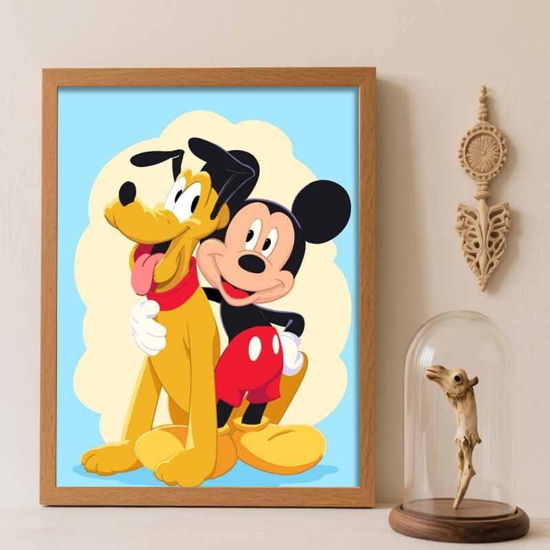 Disney Diamantmålning 5D DIY Mickey Pluto Diamantmålning Konst Diamantmålningskit Vuxen/Nybörjare Presentidé Heminredning black