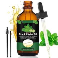 KIKVTER Ricinolja hår 60 ml, Castor Oil, ricinolja kallpressad, Black Castor Oil för hår, kallpressad ricinolja, ricinolja för hårväxt, ögonbryn, ögonfransar, ricinolja i glasflaska