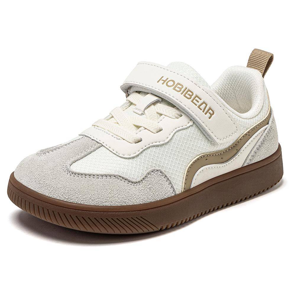 HOBIBEAR Barn Wide Toe Barfotaskor Kardborre Minimalistiska Sneakers Konstläder Nät Retro Promenadskor för Stort Barn cm white