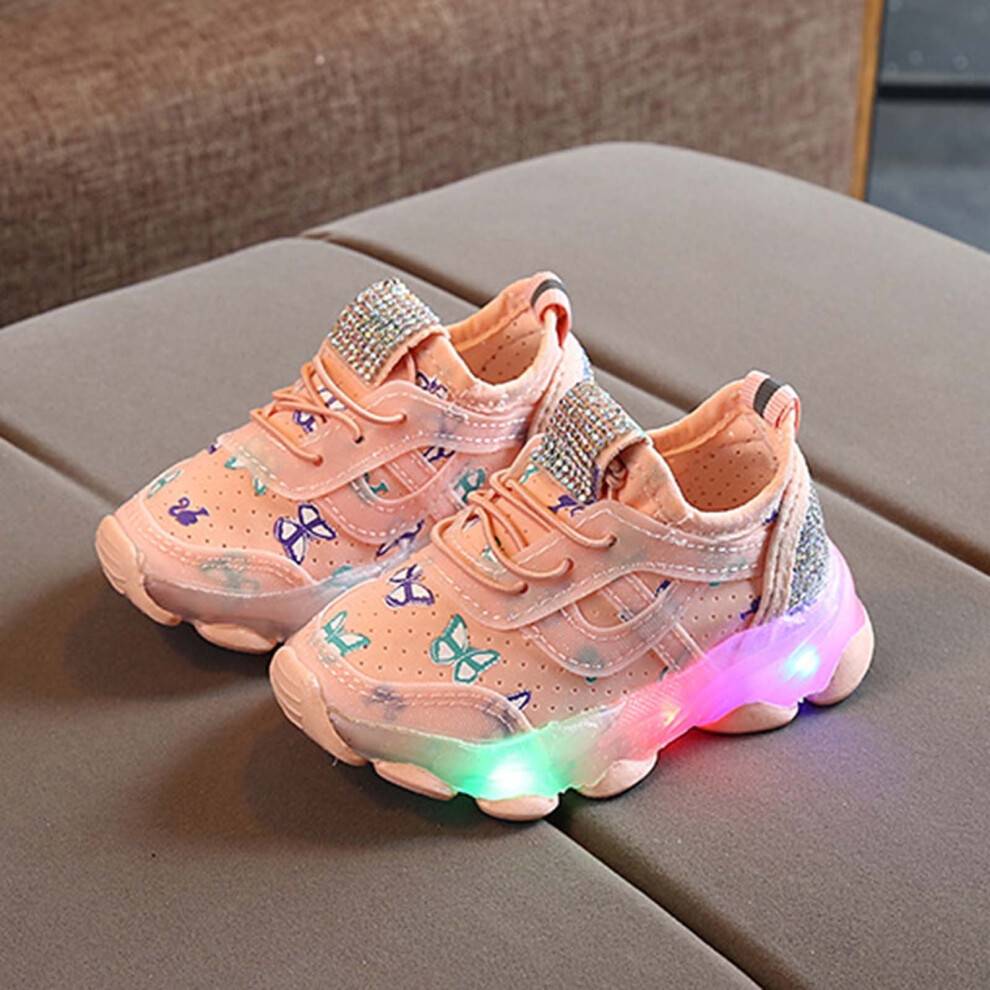 Piger LED-sneakers lyserøde sportssko størrelse 4-7