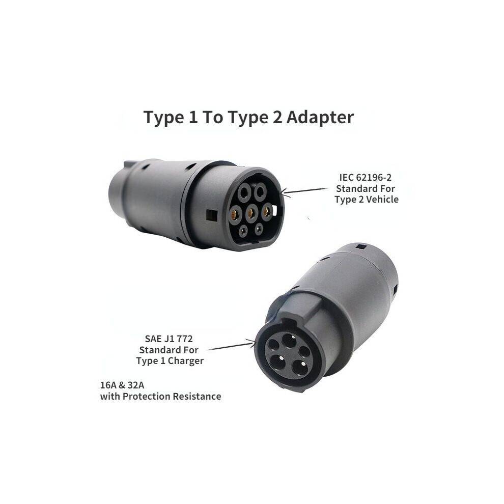 EVSE-adapter 16A 32A Elfordonsladdare för elbilar Kontakt SAE J1772 Uttag Typ 1 Typ 2 EV-adapter