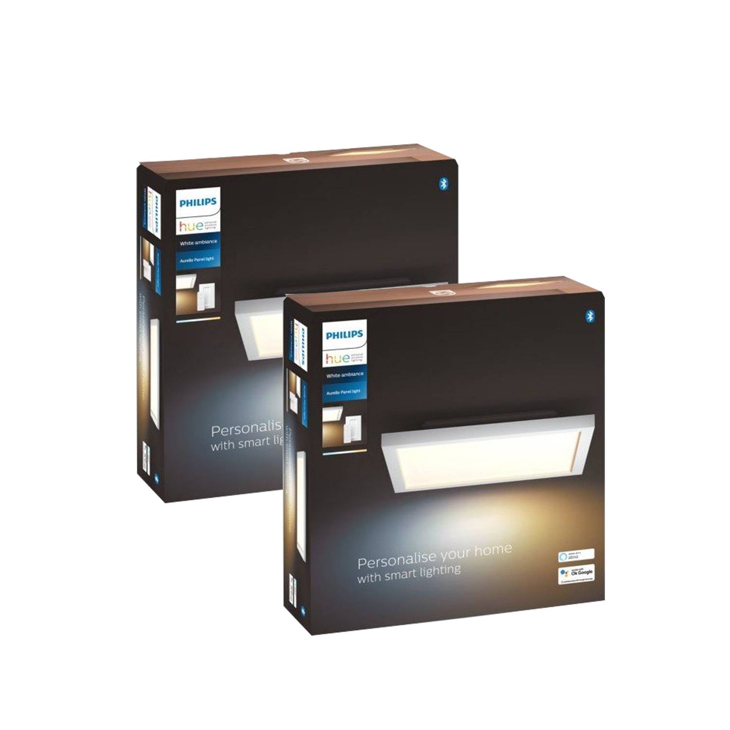 Philips Hue Aurelle Panel Fyrkant 19W – 2-pack Taklampa White Ambiance