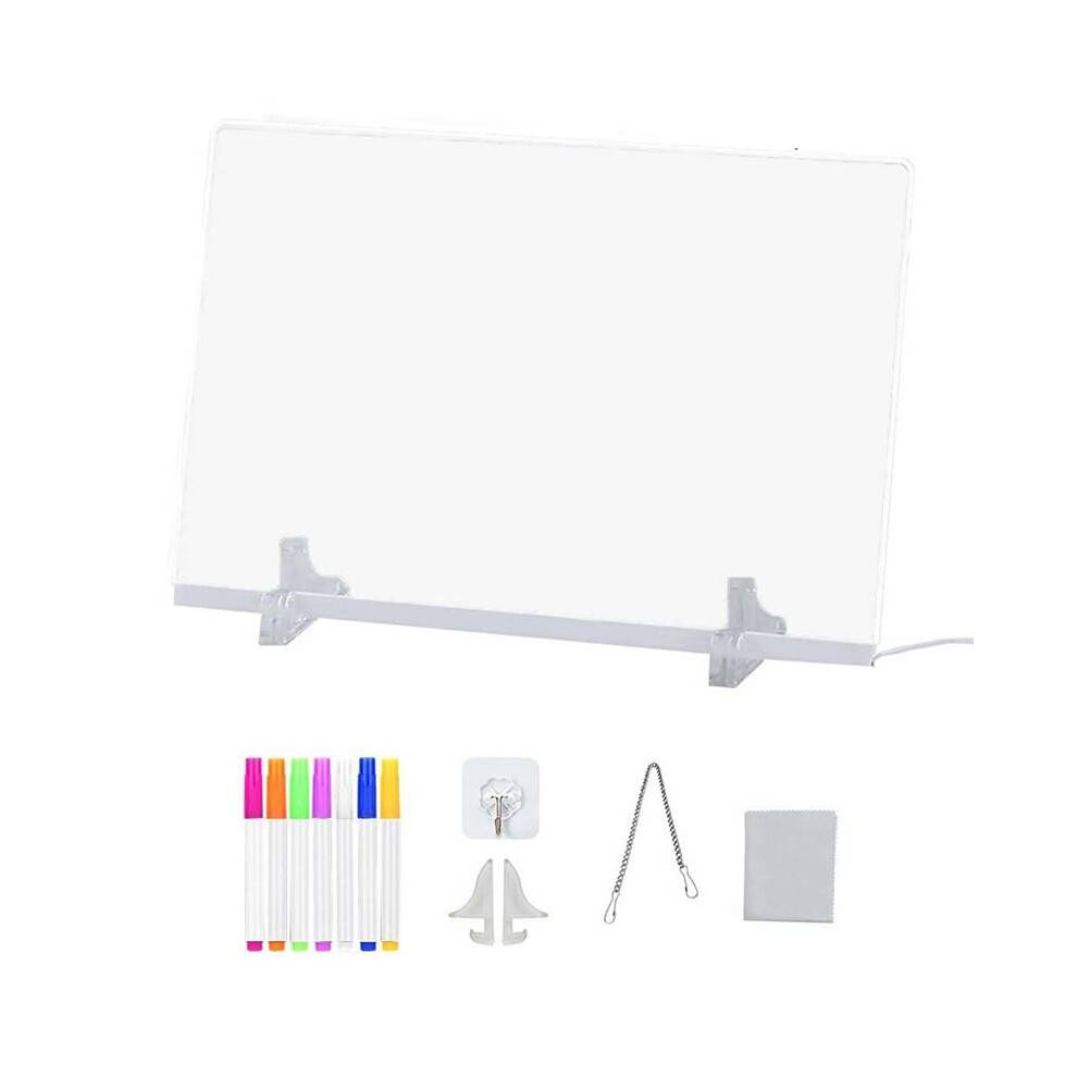 13.8x10 Inch LED Drawing Board with 7 Markers, Acrylic Dry Erase Board, Ideal for Home, Office, and Travel