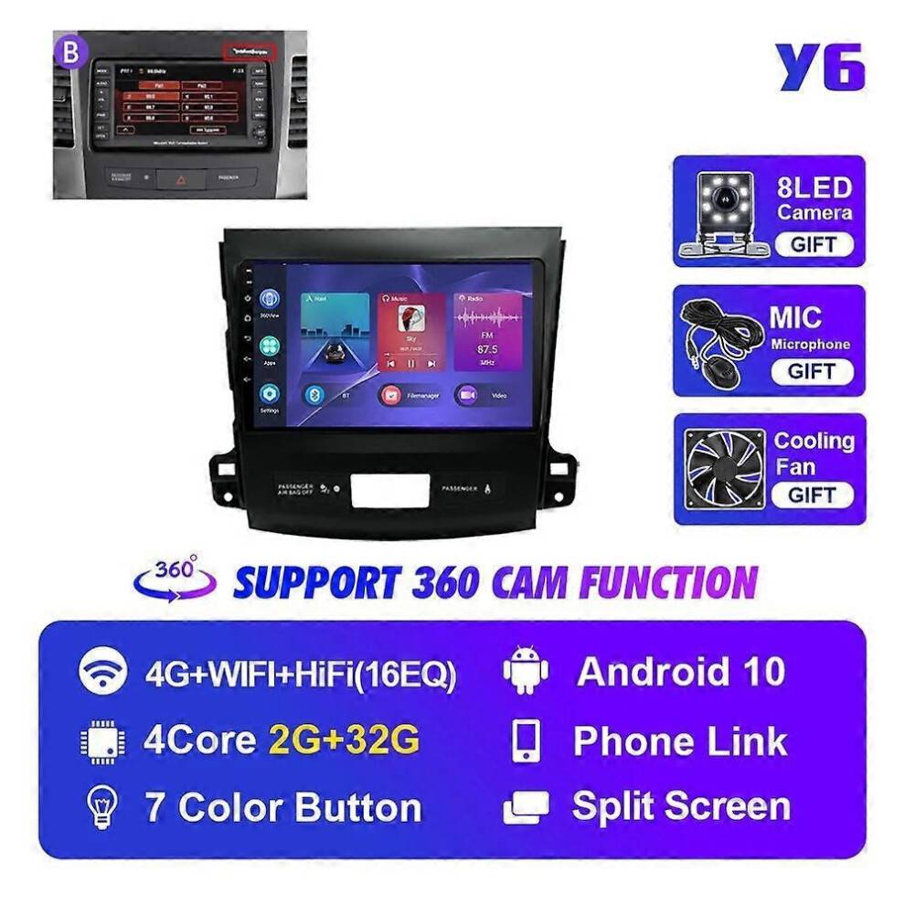 (Y6 2G 32G B) Car Radio for Mitsubishi Outlander Xl 2005-2012 for Citroen C-Crosser 2007-2013 Autoradio Audio Stereo 2din Multimedia