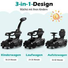 3-i-1 Lamborghini ride-on bil push bil med forlygter & Musik & Sort opbevaringsplads