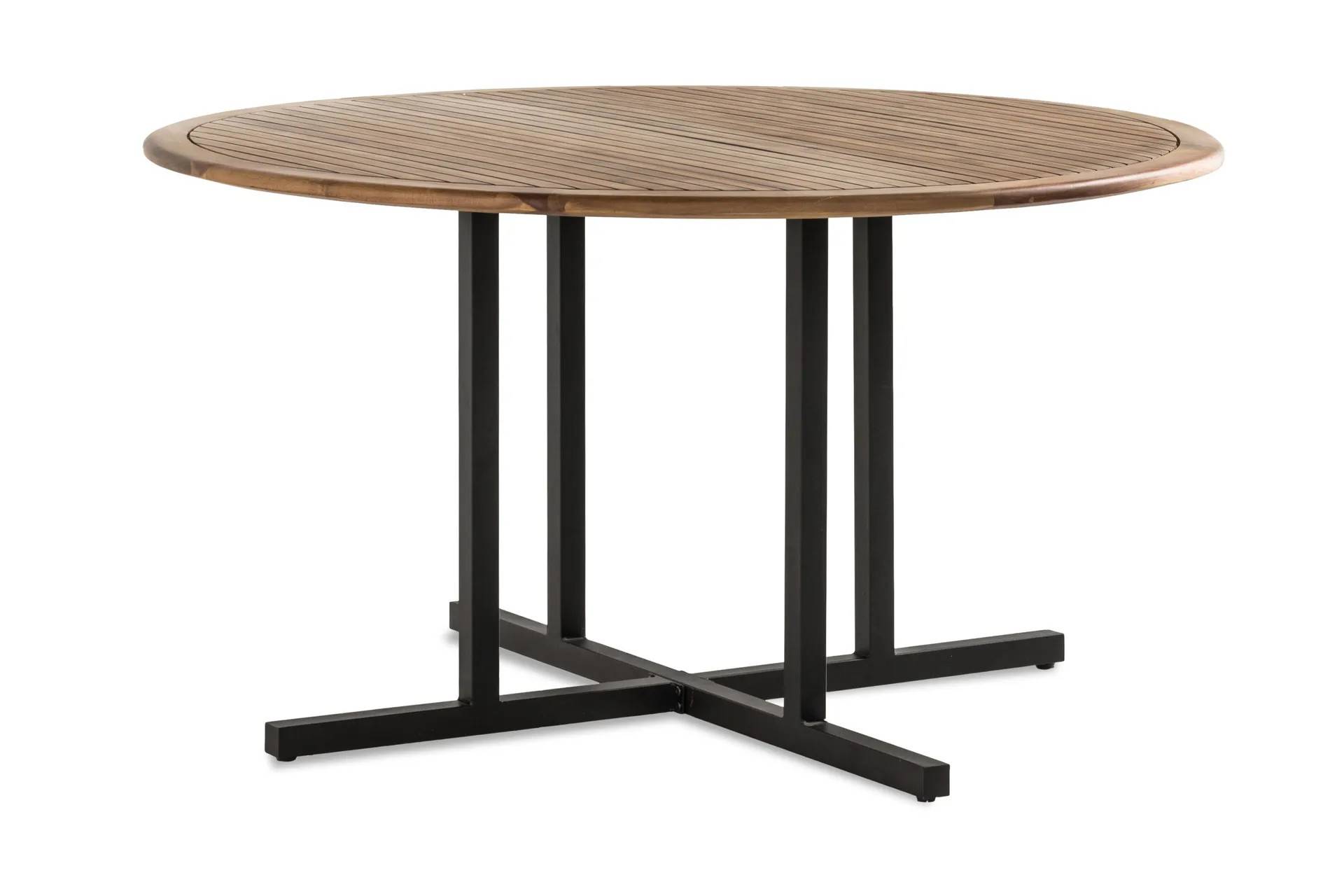 Comfort Garden Lines Runt Matbord Utomhus 140 cm i Akaciaträ för Uteplats och Trädgård - Svart / Brun Matbord ute