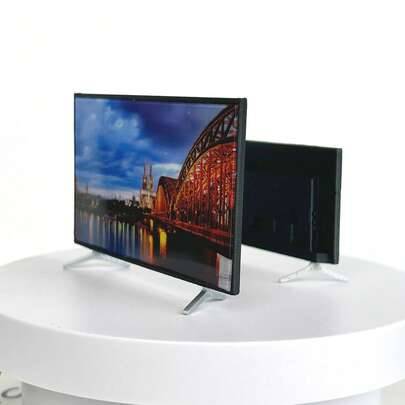 Dockhus-TV-dekor, miniatyr-TV-modell, realistisk nedskalad TV, rekvisita för låtsaslek. Liten realistisk skärmmodell, mini-TV, ultratunn TV, heminredn - Multifärgad (S)