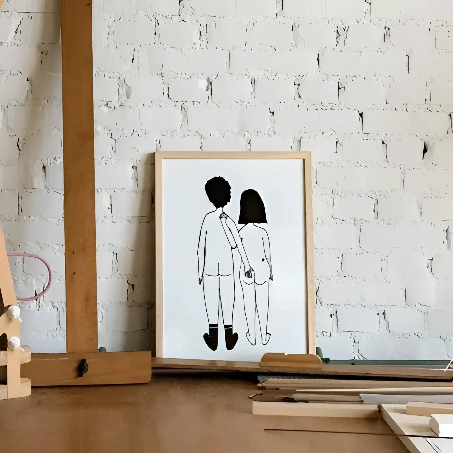 Naked couple poster A4