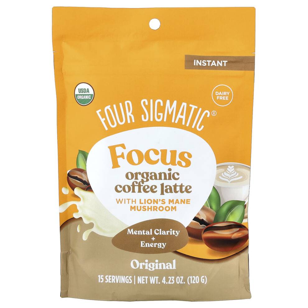 Four Sigmatic, Fokus, Organiskt Instant Coffee Latte Med Lönnträdsvamp, Original, 4.23 oz (120 g)