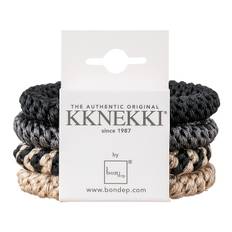 Kknekki Hårelastikker - 4-pak - Sort/Beige/Grå - Kknekki - OneSize - Hårpynt