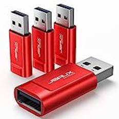 JSAUX USB-Datablockerare Dataspärrar [4-Pack] USB Data Blocker för Endast Laddning, Skydd mot Hackare och Virus, Skyddar Privatliv och Datasäkerhet - Röd