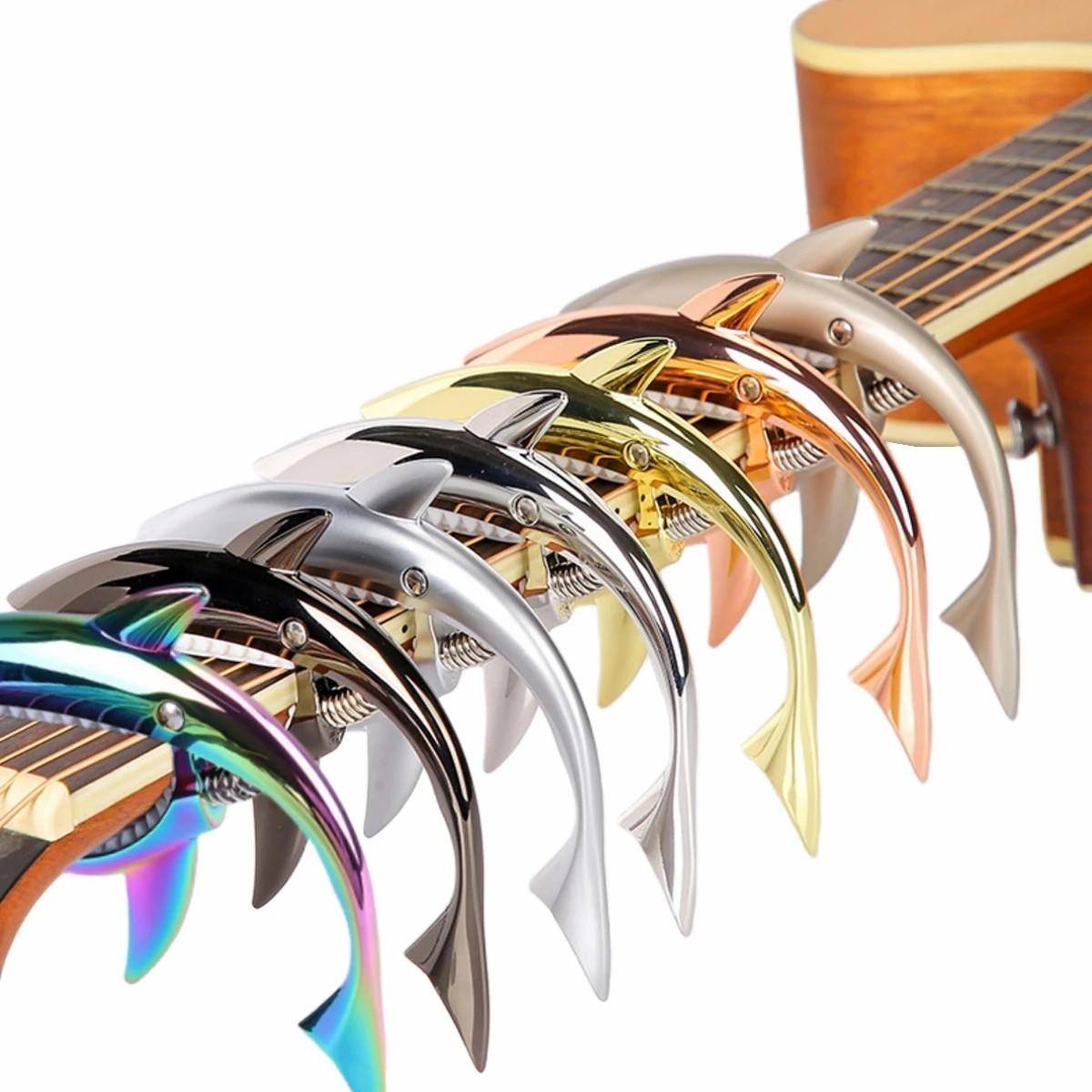 Gitarr Capo Personlig hajformad Capo Tone Clip för Mandolin Ukulele elektrisk gitarr Akustisk gitarr rosa guld färg