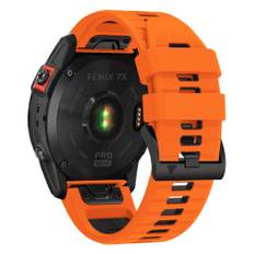 Garmin Fenix 7X/6X/6X Pro etc. To-farvet urrem i silikone - Orange/Sort