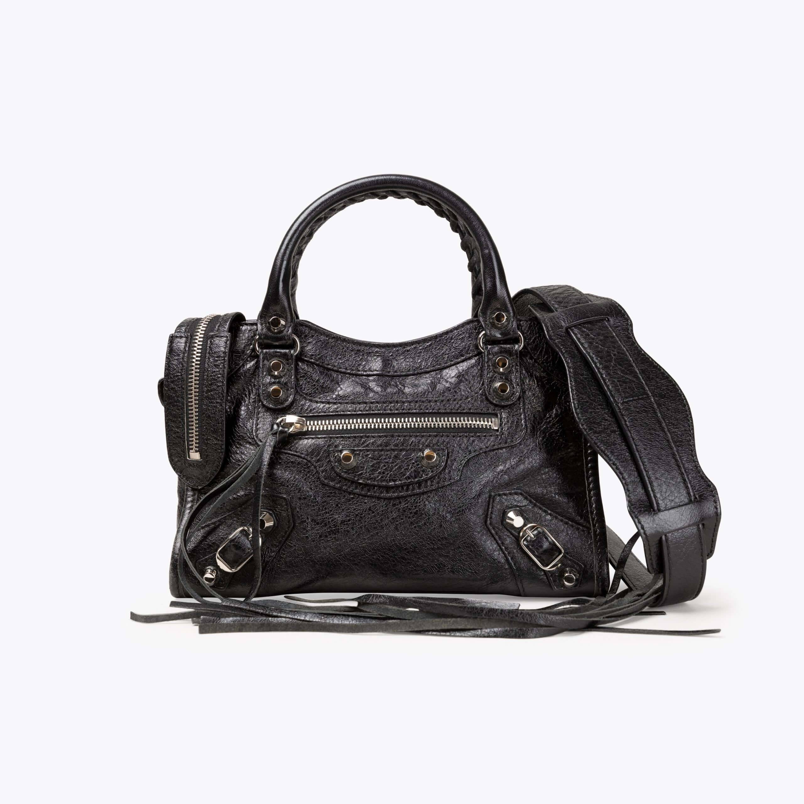BALENCIAGA Motocross Classic Mini City Bag - Black - One Size