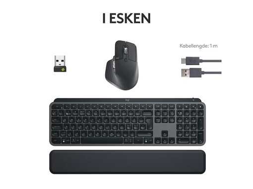 Logitech MX Keys S bundle (graphite) Inkl. MX Master 3S mus och MX Keys S tangentbord med handledsstöd