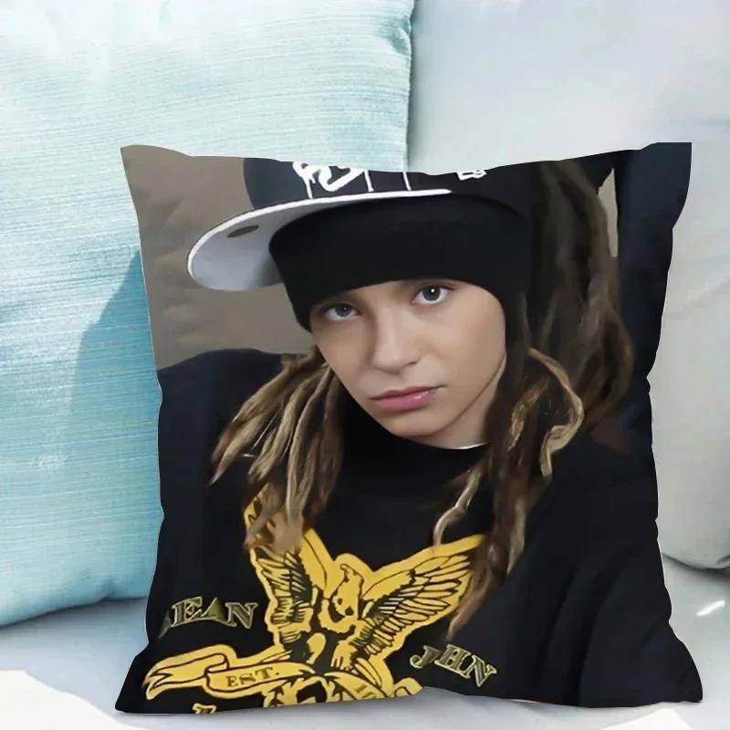 45x45 Tom Kaulitz Kuddöverdrag Dubbelsidigt tryck Soffset Dubbelsäng Sängkläder Prydnadskuddar för Vardagsrum Kudde
