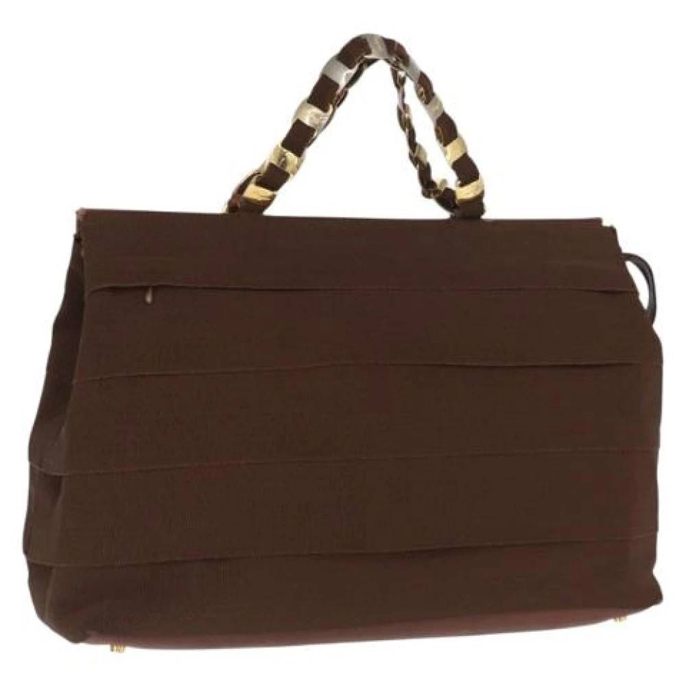 Salvatore Ferragamo Pre-owned Pre-owned Canvas Håndtaske - Vintage - Dame - Brun - ONE SIZE -
