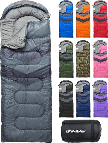 MalloMe Sovsäck Vuxen och Barn - Sovsäckar för Vuxna Ultralatt vattentät - Camping Sovsack lätt Varm 3-4 Säsong Sommar Höst Vinter Vår - Kompakt Sleeping Bag och Liten för Resan, Stora för komfort