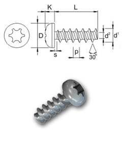 Lemu plastskrue panhoved 4x16 rustfri A2 Torx T15 45 grader