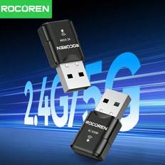 Rocoren Wifi Adapter 650Mbps 5G&2.4G WiFi USB Ethernet För PC Laptop Desktop För Windows WiFi Antenn Dongle Nätverkskort - Svart (En-Storlek)