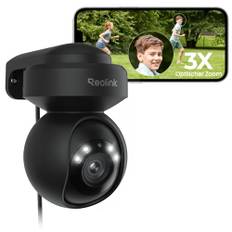 Reolink 5MP PTZ Überwachungskamera Aussen WLAN, 3X Optischer Zoom, 2,4/5GHz WLAN Kamera Outdoor mit Automatischer Verfolgung, Personen-/Fahrzeugerkennung, Vollfarb-Nachtsicht, E1 Outdoor Schwarz