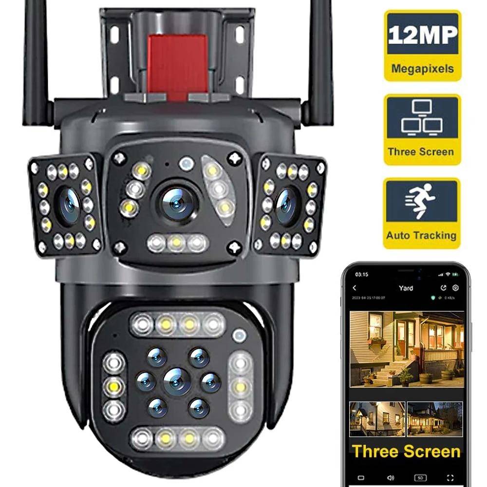 12MP 6K Utomhus WiFi-kamera Treskärms Ai Rörelsespårning IP-kamera PTZ 360° vy Säkerhetsskydd Videoövervakningskamera