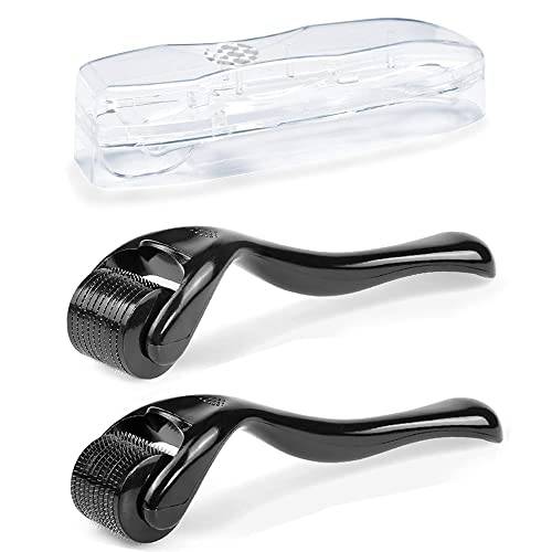 Zemolo 2 Stück Derma-roller 0,5mm mit 1,0 mm,Bartroller Microneedling Roller mit 540 Nadeln Micronadeln, Derma-Roller für Mann & Frau Haarpflege Gesicht und Körper