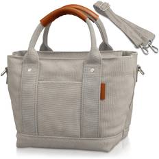Mini Tote Bag with Dividers Canvas Tote Bag for Women and Canvas Shoulder Bag [Encore] [High-Looking Leather-Wrapped Handle] Men, 2-Way, grå färg