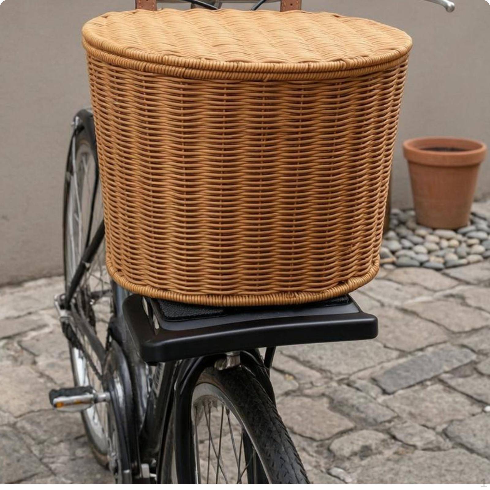 Cykelkorg Bak med Lock Korgflätad Cykeltillbehör Standard Utan Lås