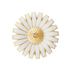 Georg Jensen Daisy Tronskifte Broche i forgyldt med hvid emalje