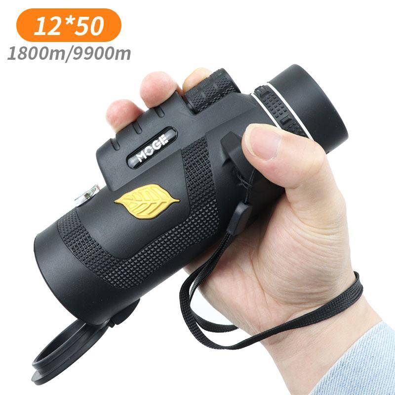 Kraftfullt monokulärt teleskop Fmc Bak4-ficka Fågelskådning Smartphone Handhållen kikare Zoom Camping Vattentät Spyglass svart