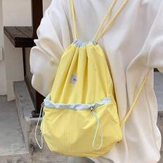 Fashion Bow Drawstring Closure Backpack, Large Capacity Foldable Travel Bag For Women & College Students, School Backpack - Yellow