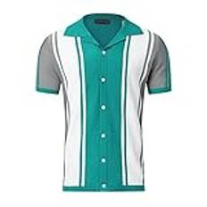 Polotröja långärmad t-shirt herr jul 2024 ny utomhus vintage botten långärmad t-shirt multipanel kontrast stickad vardaglig topp gul pikétröja, gRÖN, XXL