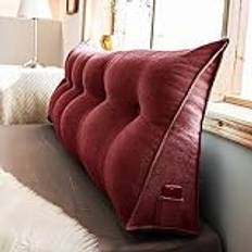 Triangulär huvudgavel kudde rygg/ländryggsstöd kudde kil dagbädd stöd kudde för soffa röd sammet skydd 180 x 50 x 20 cm