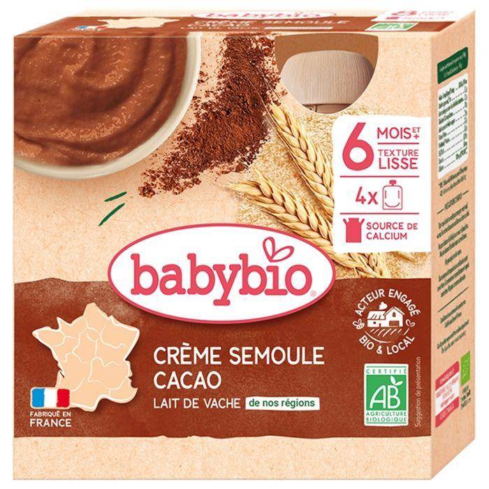 Babybio - Mug Crème Semoule Cacao - Eko - 4x85g - Från 8 månader