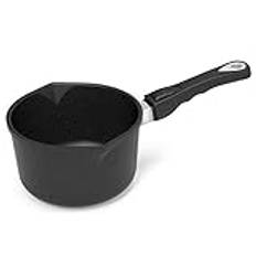 AMT Gastrogjutjärn mjölkgryta, Ø 18 cm, 10 cm hög, såsgryta med avtagbart handtag, icke-induktionssäkra, Lotan® non-stick finish, gjuten aluminium (aluminium), AMZN-918-Z20B